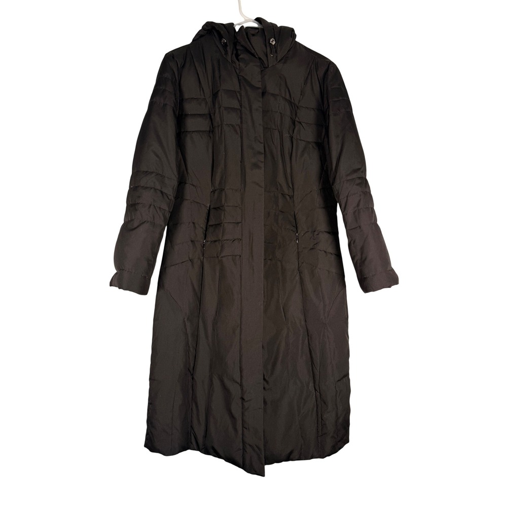 Calvin Klein Womens Black Down Long Puffer Coat Hooded Winter Parka CW41CW5X41 S
